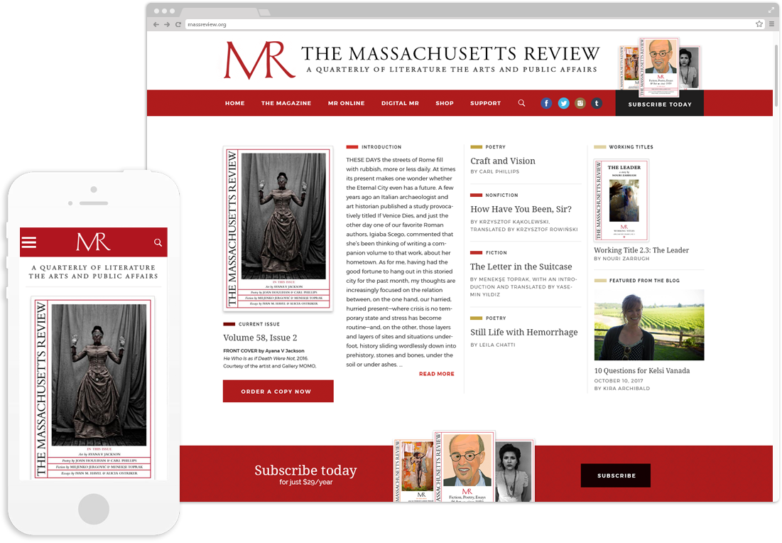 Website design and development for The Massachusetts Review