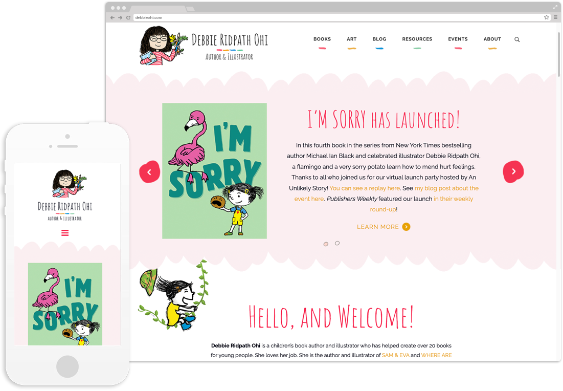 Debbie Ohi's website on desktop and mobile browsers