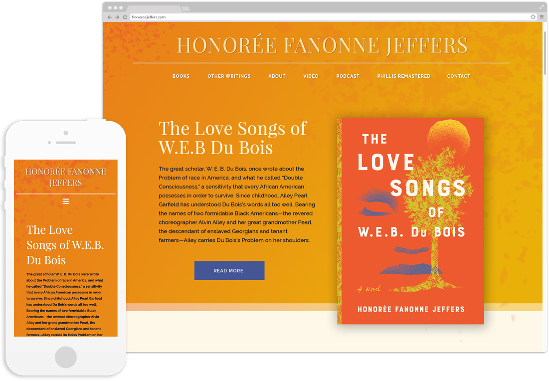 Honorée's website on desktop and mobile browsers