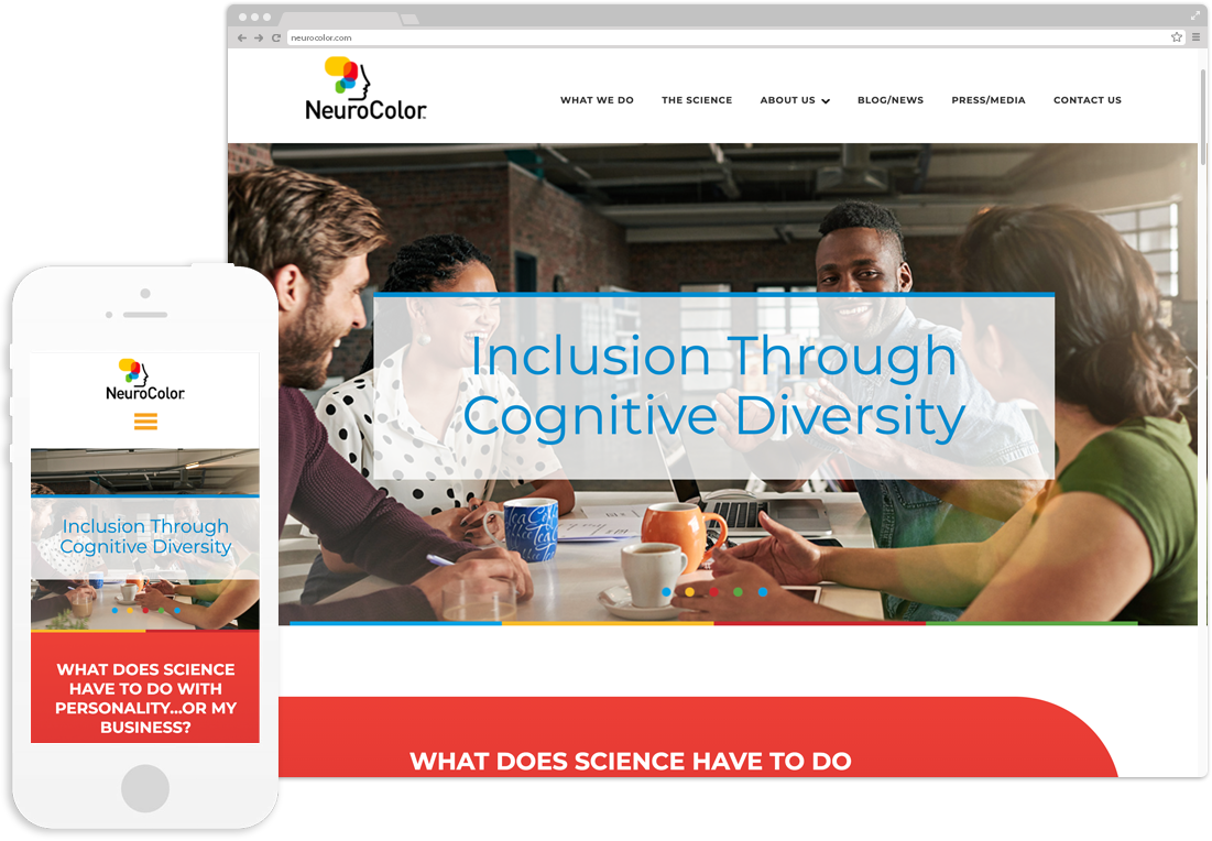 NeuroColor's website on desktop and mobile browsers