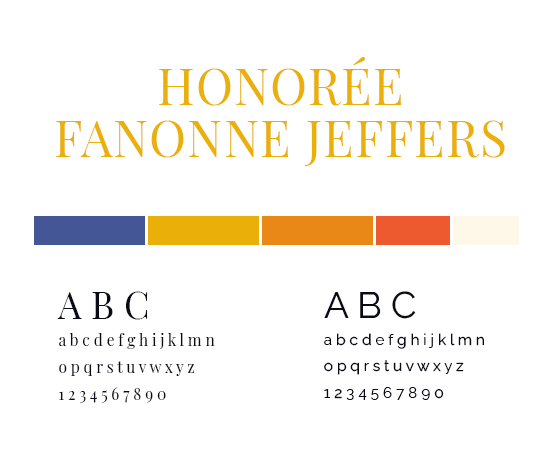 Honorée's style guide with logo and colour palette