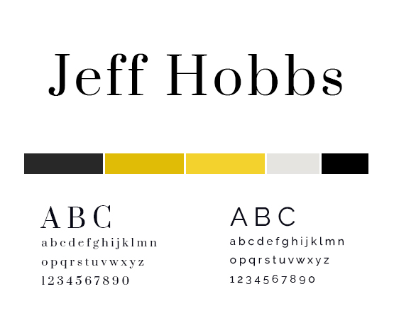 Jeff Hobbs's style guide with logo and colour palette