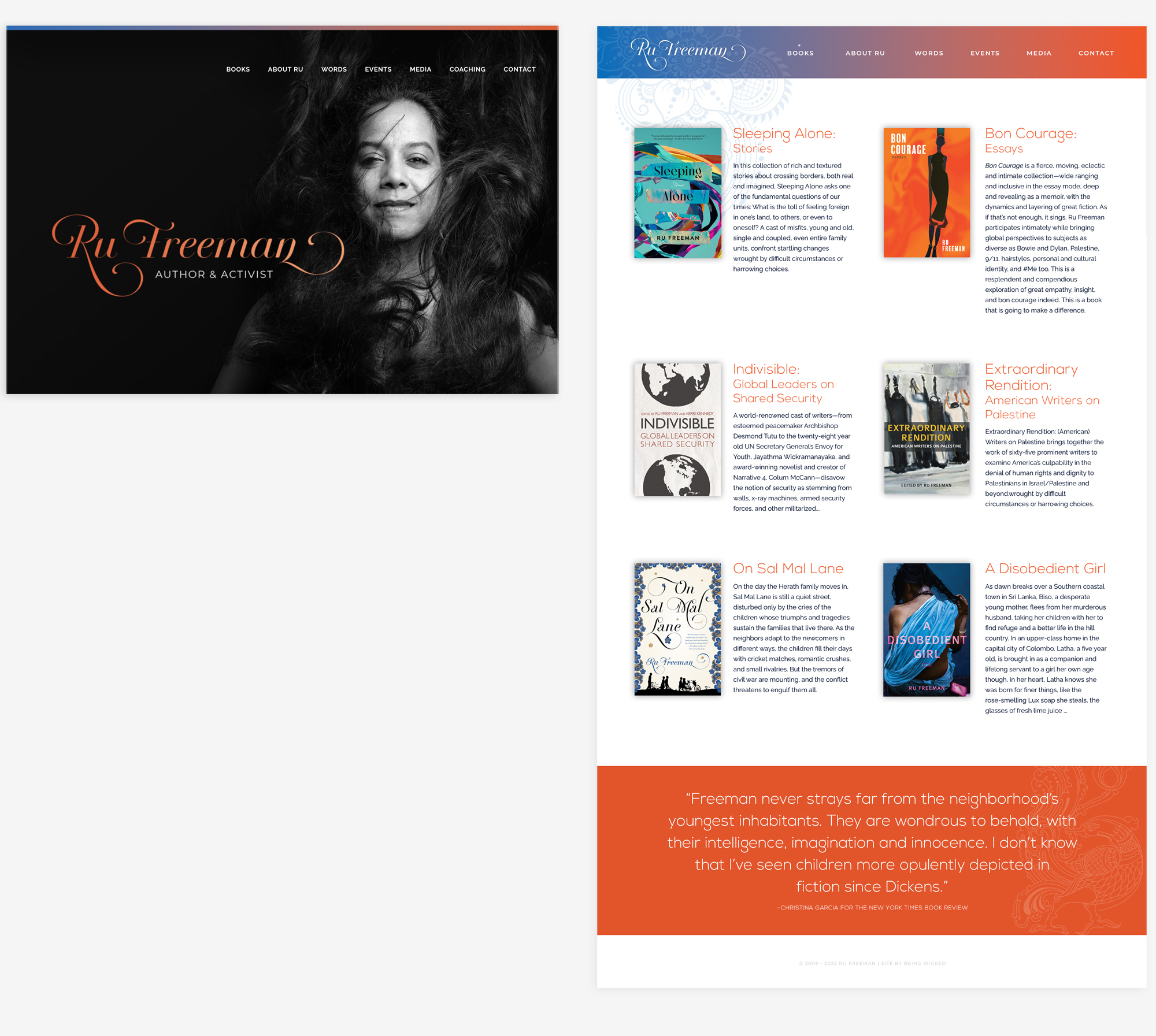 Ru Freeman's site design