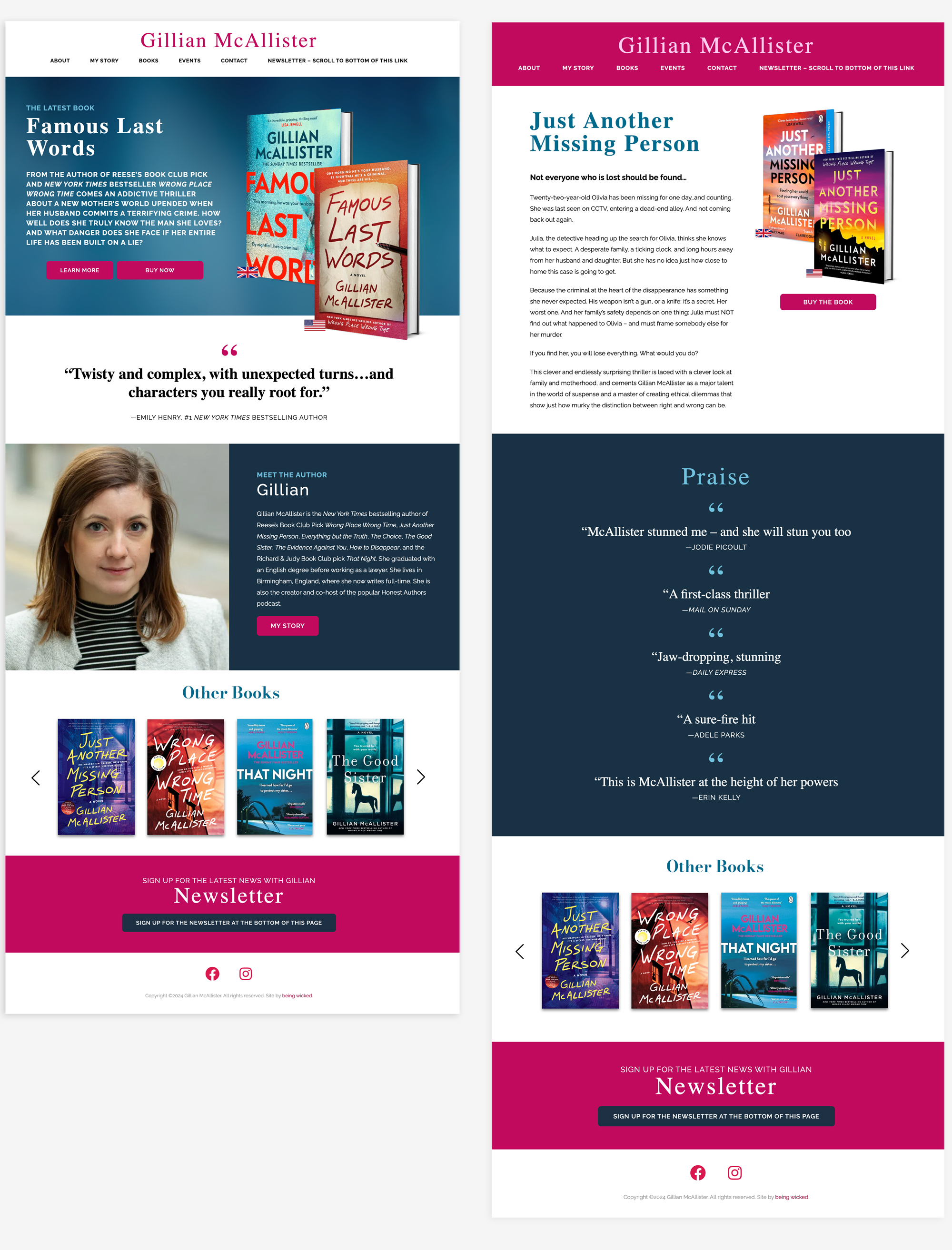 Gillian McAllister's site design