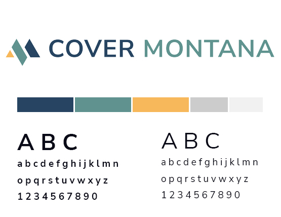 Cover Montana's style guide with logo and colour palette