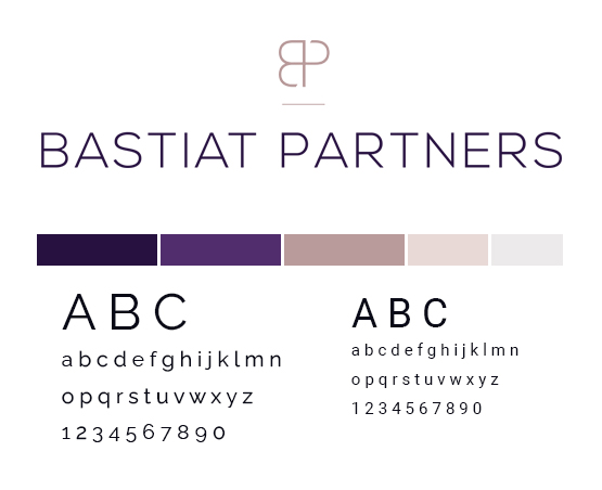 Bastiat Partners style guide with logo and colour palette